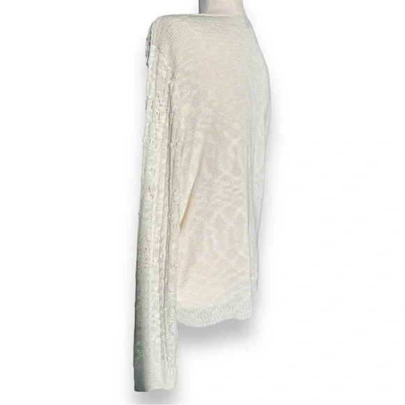 Cream Soft Sheer Cable Knit Sweater - Picture 9 of 14